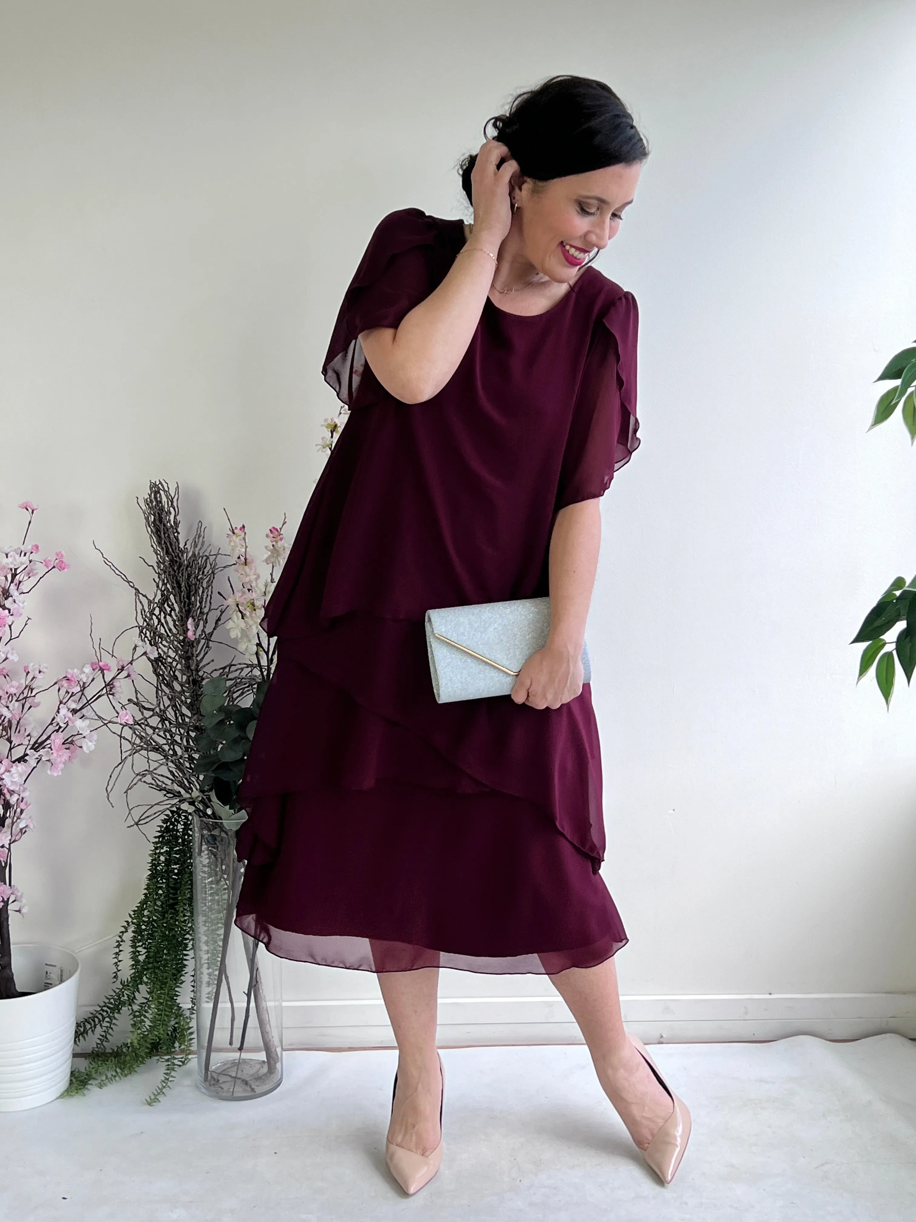 Charlotte Burgundy Evening Dress