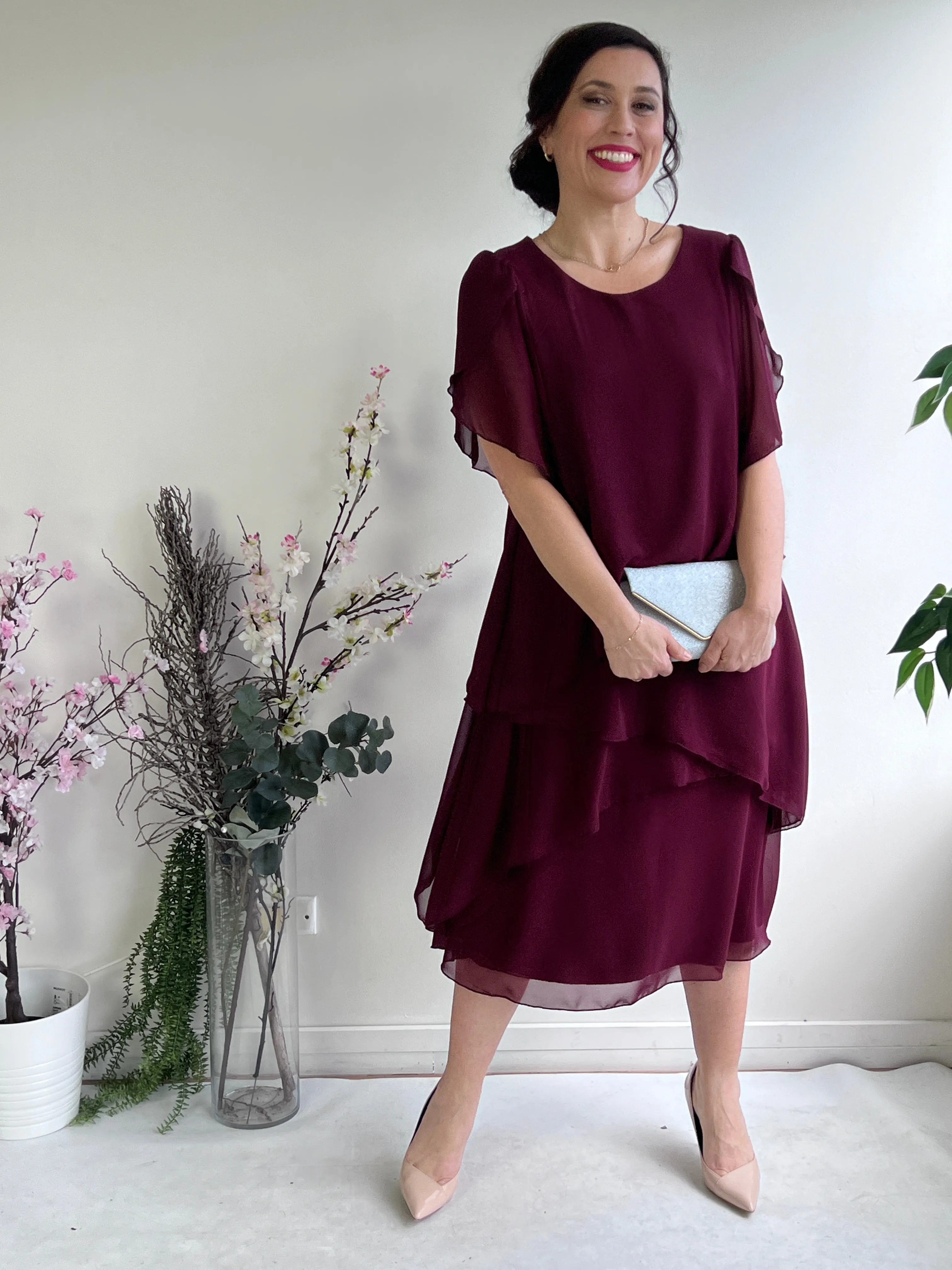 Charlotte Burgundy Evening Dress