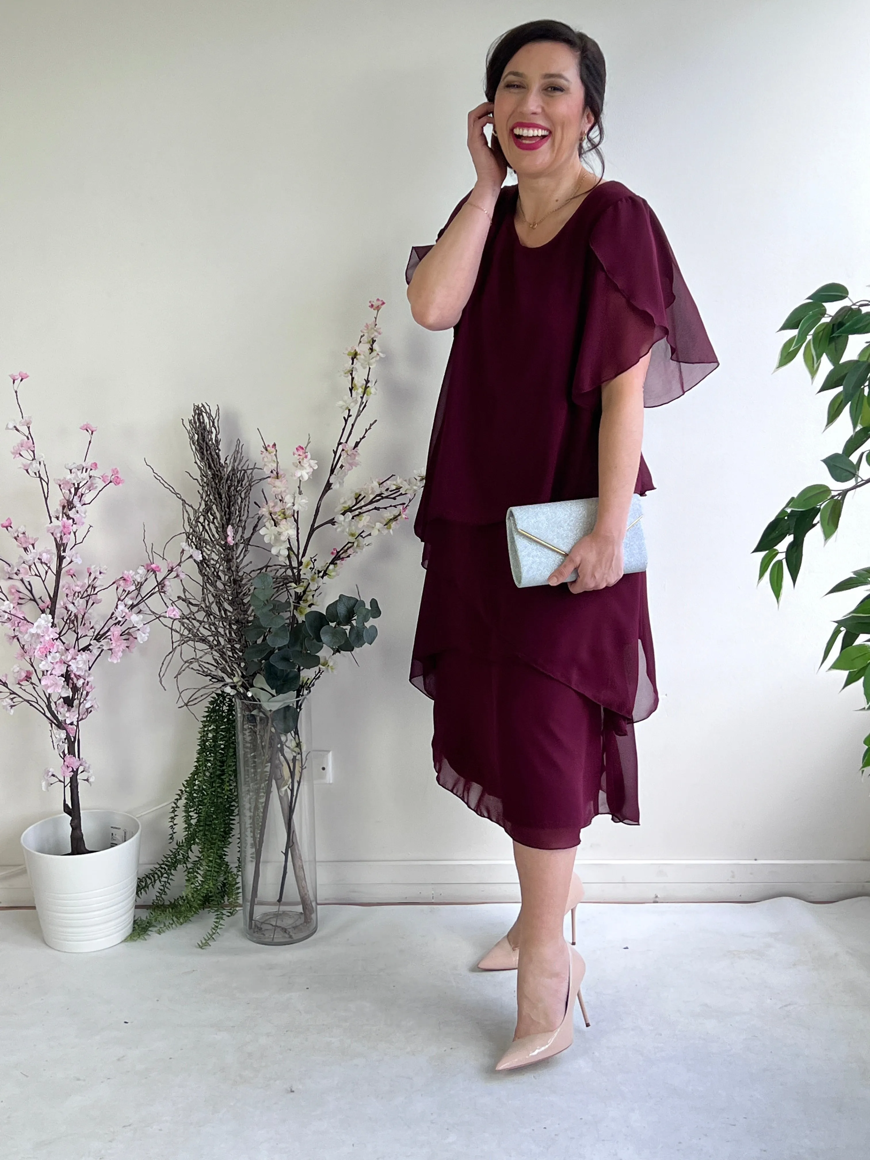 Charlotte Burgundy Evening Dress