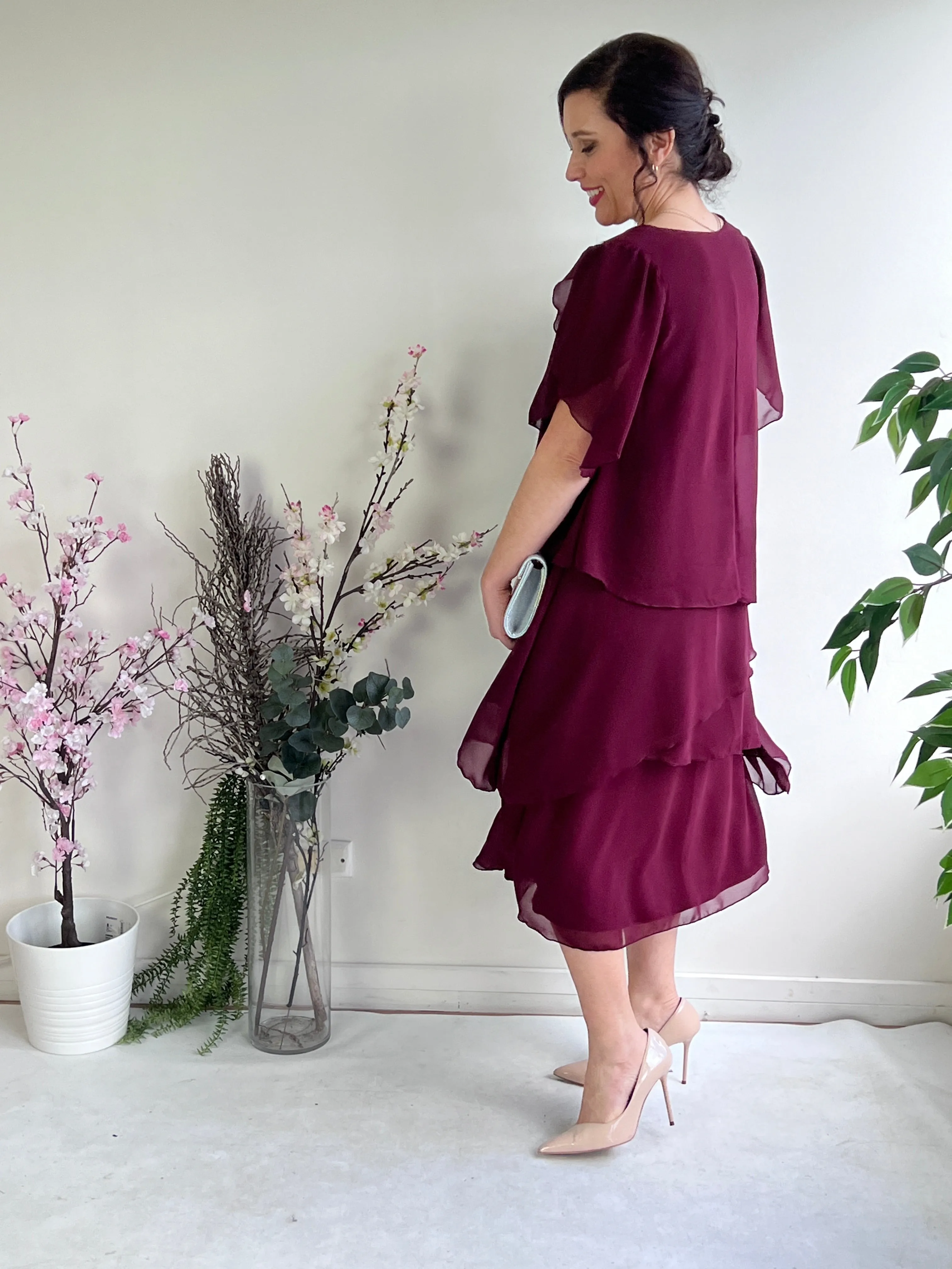 Charlotte Burgundy Evening Dress