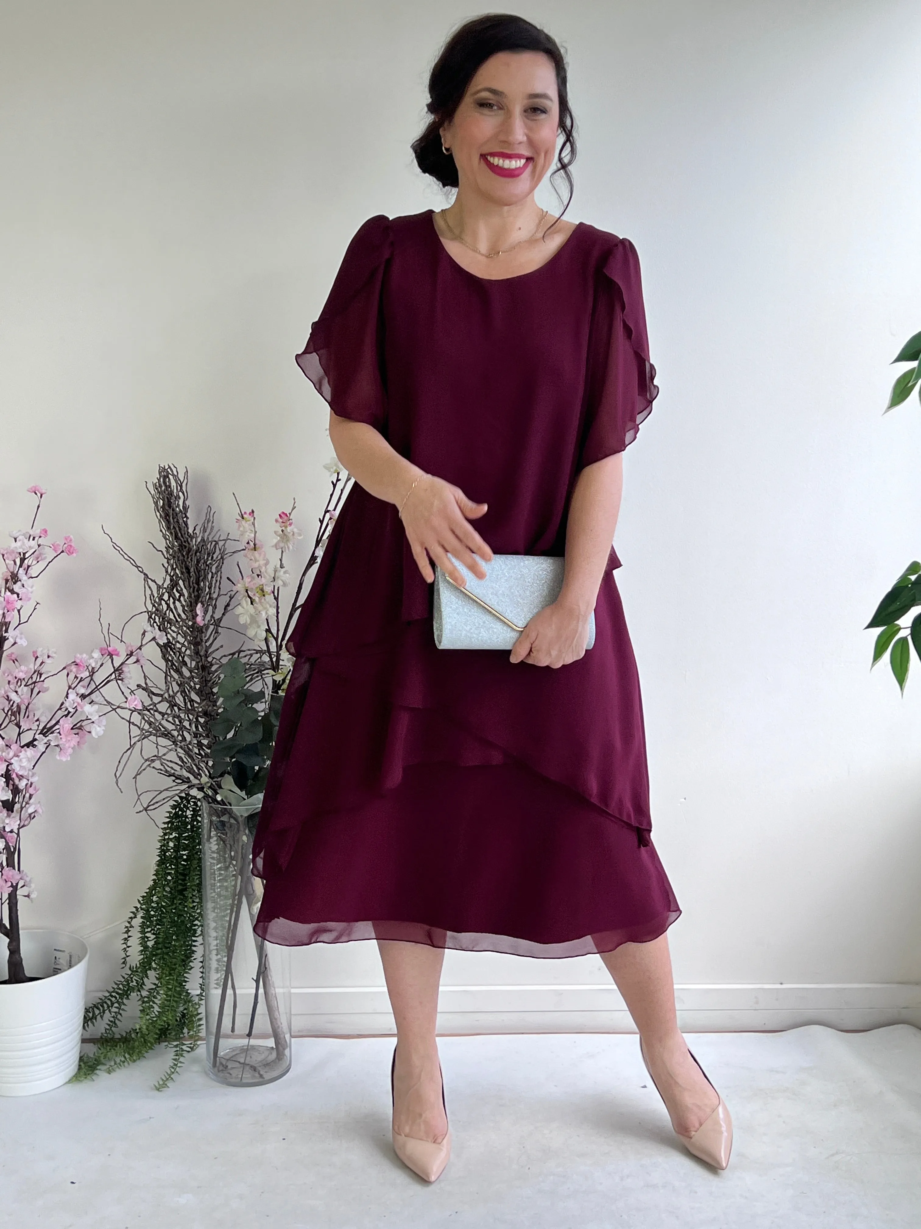 Charlotte Burgundy Evening Dress