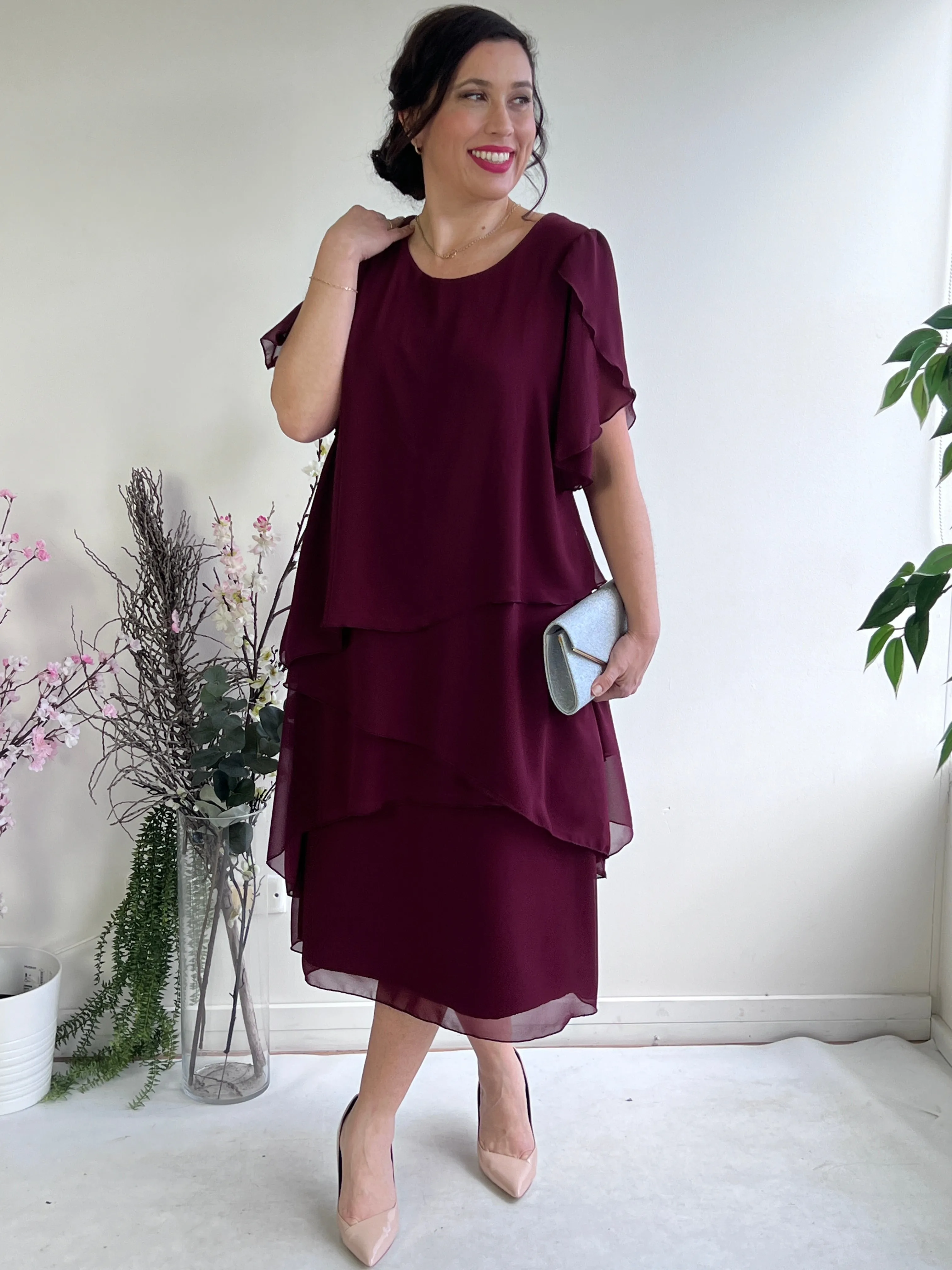 Charlotte Burgundy Evening Dress