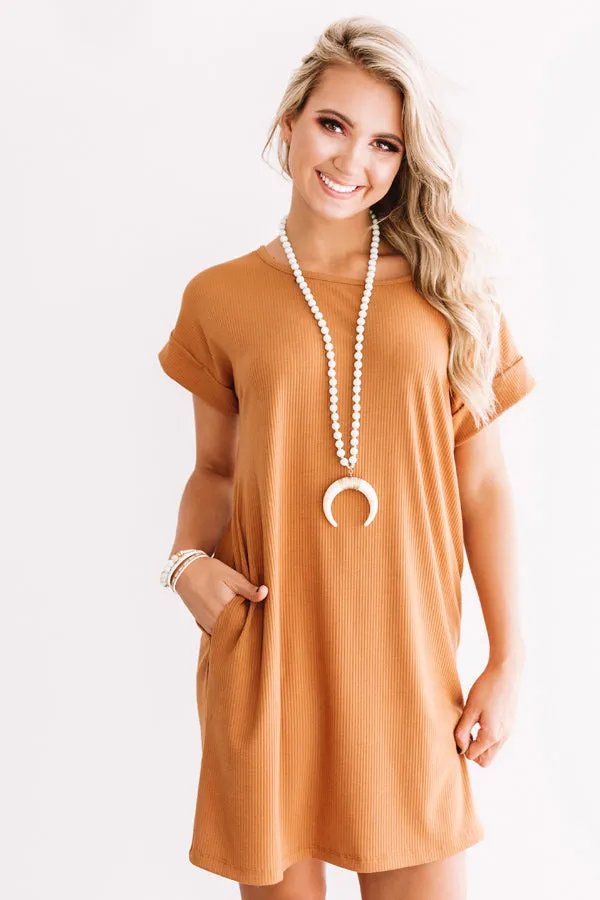 Chic Sway Shift Dress In Camel