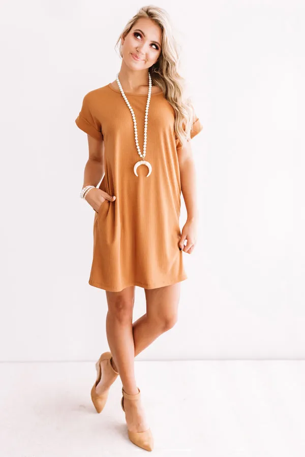 Chic Sway Shift Dress In Camel