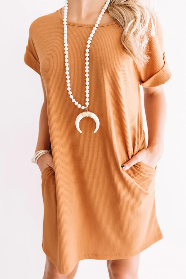 Chic Sway Shift Dress In Camel