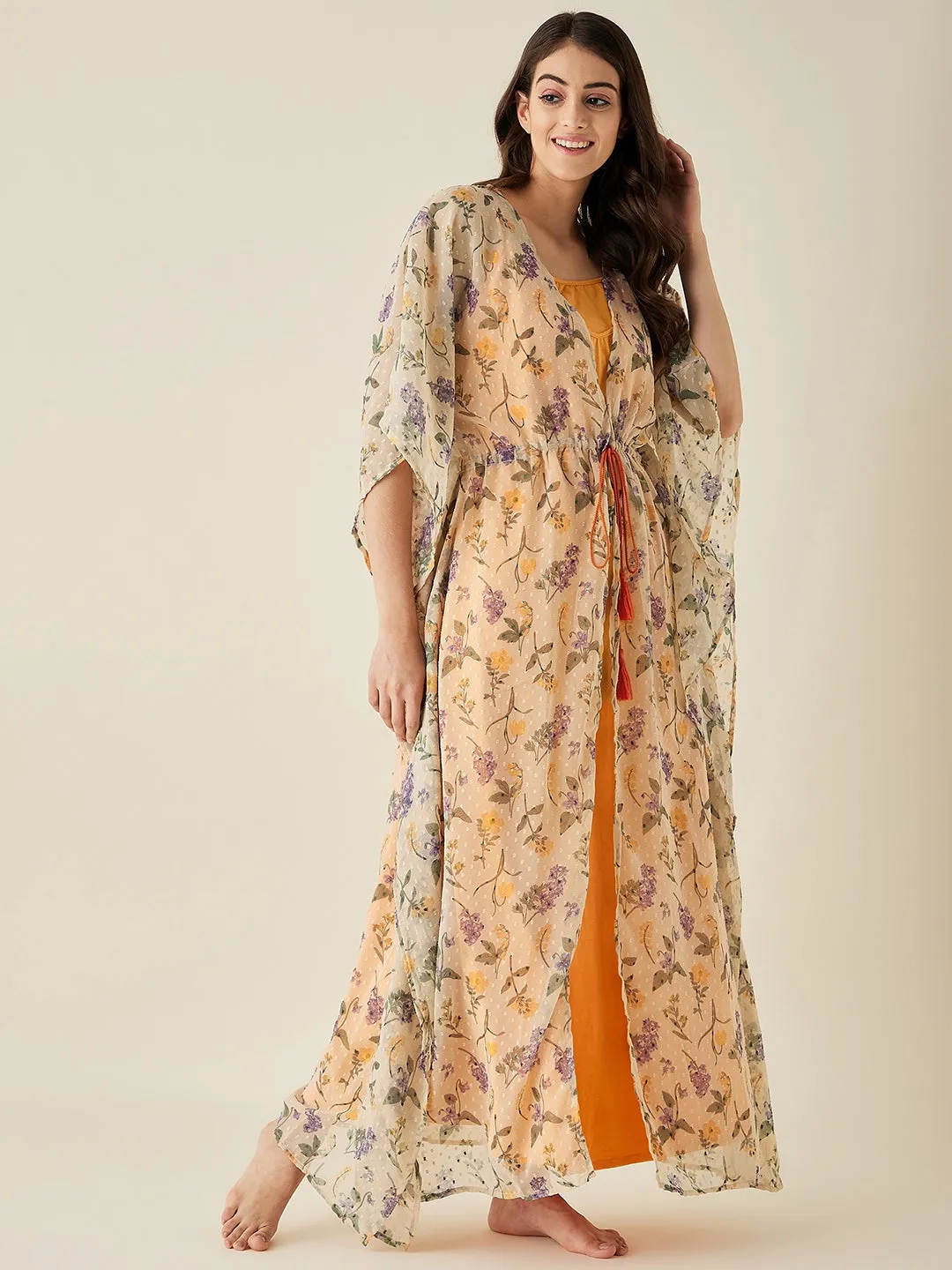 Chiffon Floral Maternity And Nursing Gown Set - The Kaftan Company