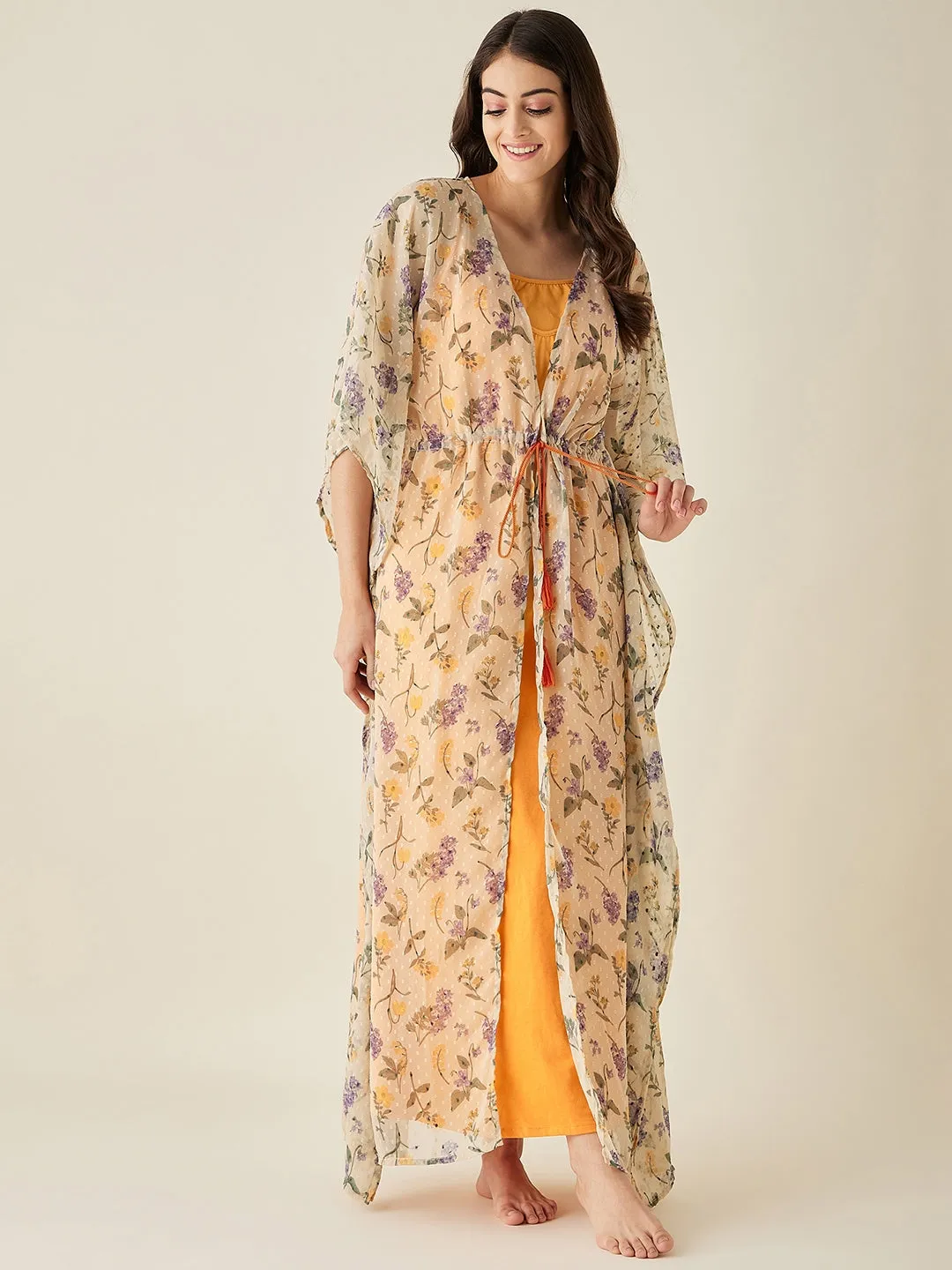 Chiffon Floral Maternity And Nursing Gown Set - The Kaftan Company