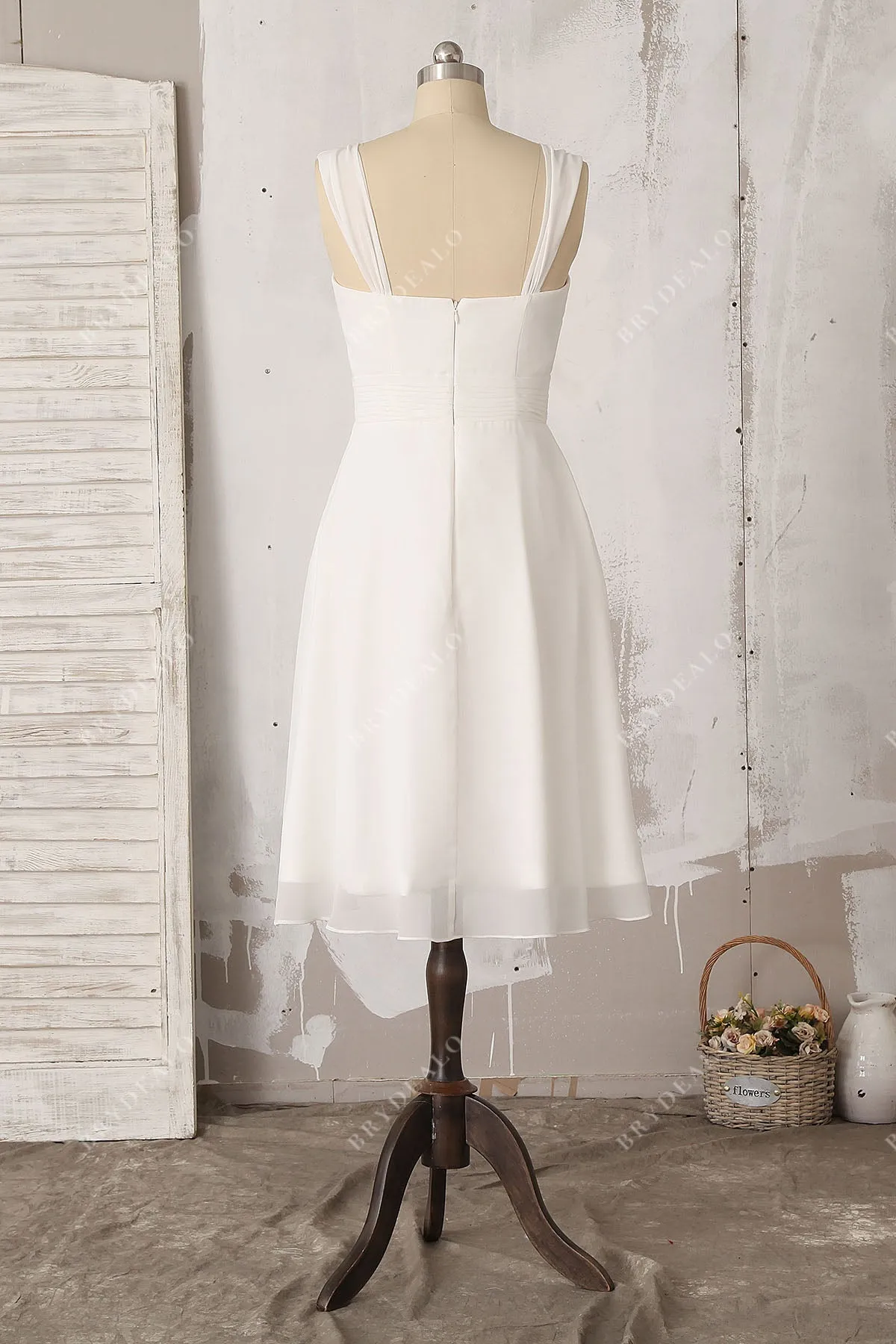 Chiffon Ruffles Casual Knee Length Bridal Shower Dress