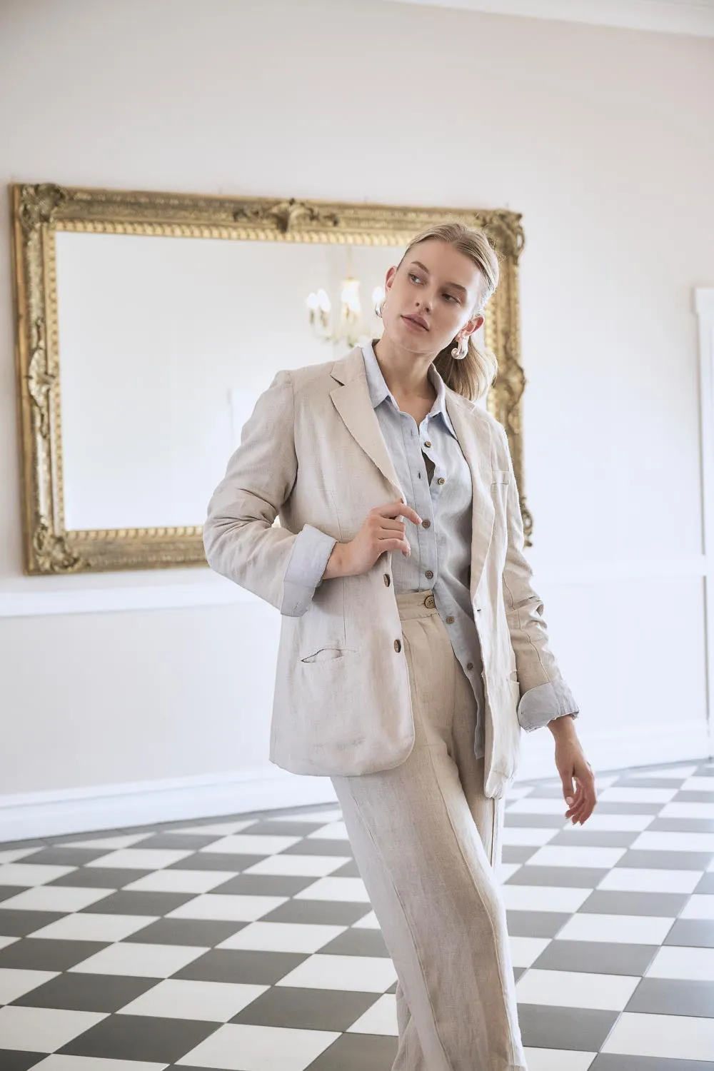 Classic Linen Blazer - Natural