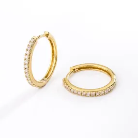 Classic Pave Gold 17mm Hoop Earrings