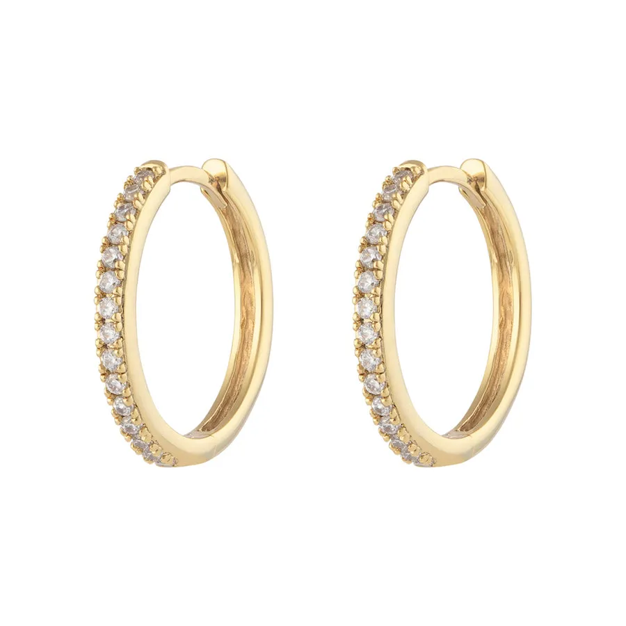 Classic Pave Gold 17mm Hoop Earrings