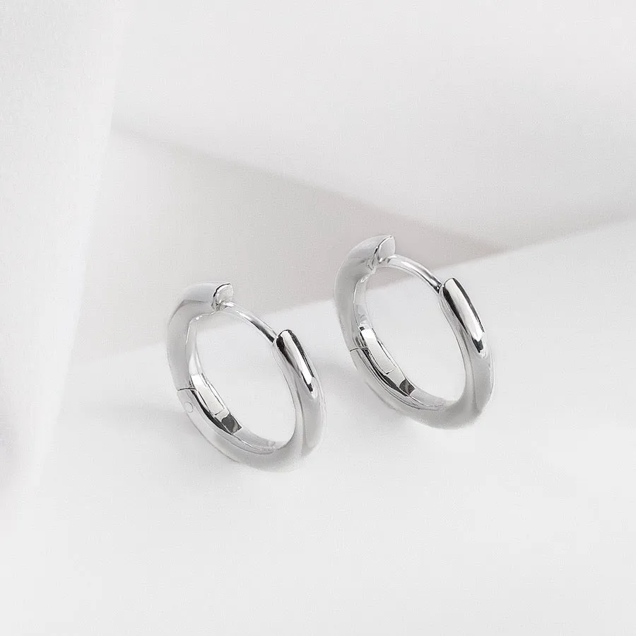 Classic Silver 10mm Huggie Earrings