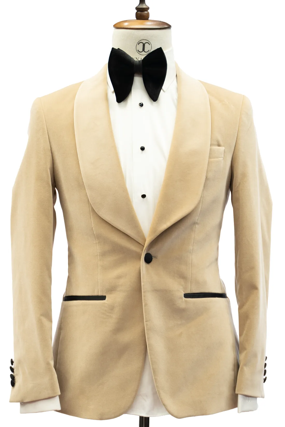 CONNAISSEUR - BEIGE BLISS VELVET BLAZER