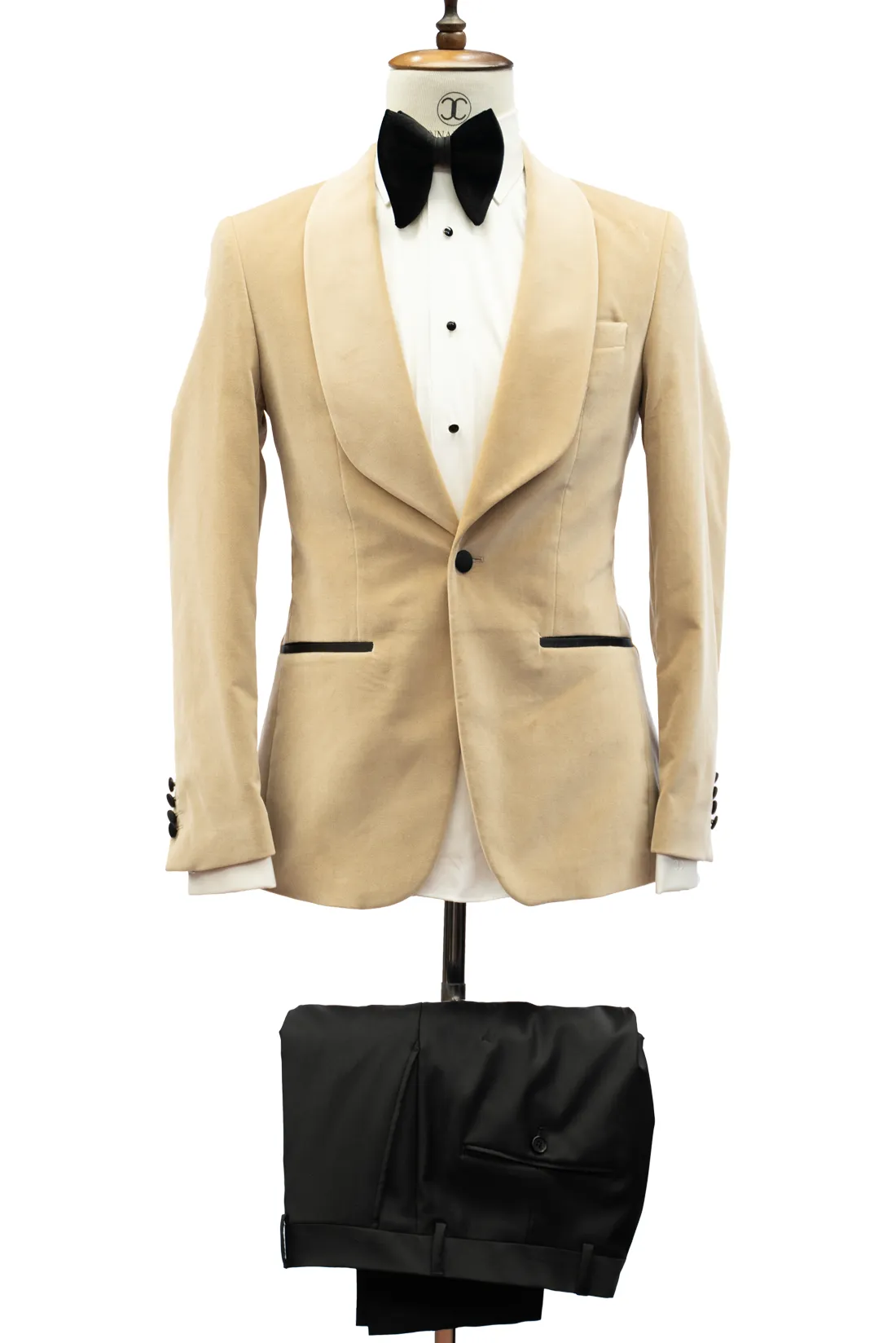 CONNAISSEUR - BEIGE BLISS VELVET BLAZER