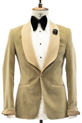 CONNAISSEUR - CAMEL TAN VELVET BLAZER