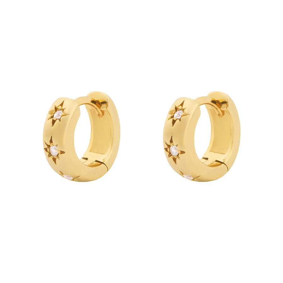 Constellation Gold 7mm Baby Huggie Earrings