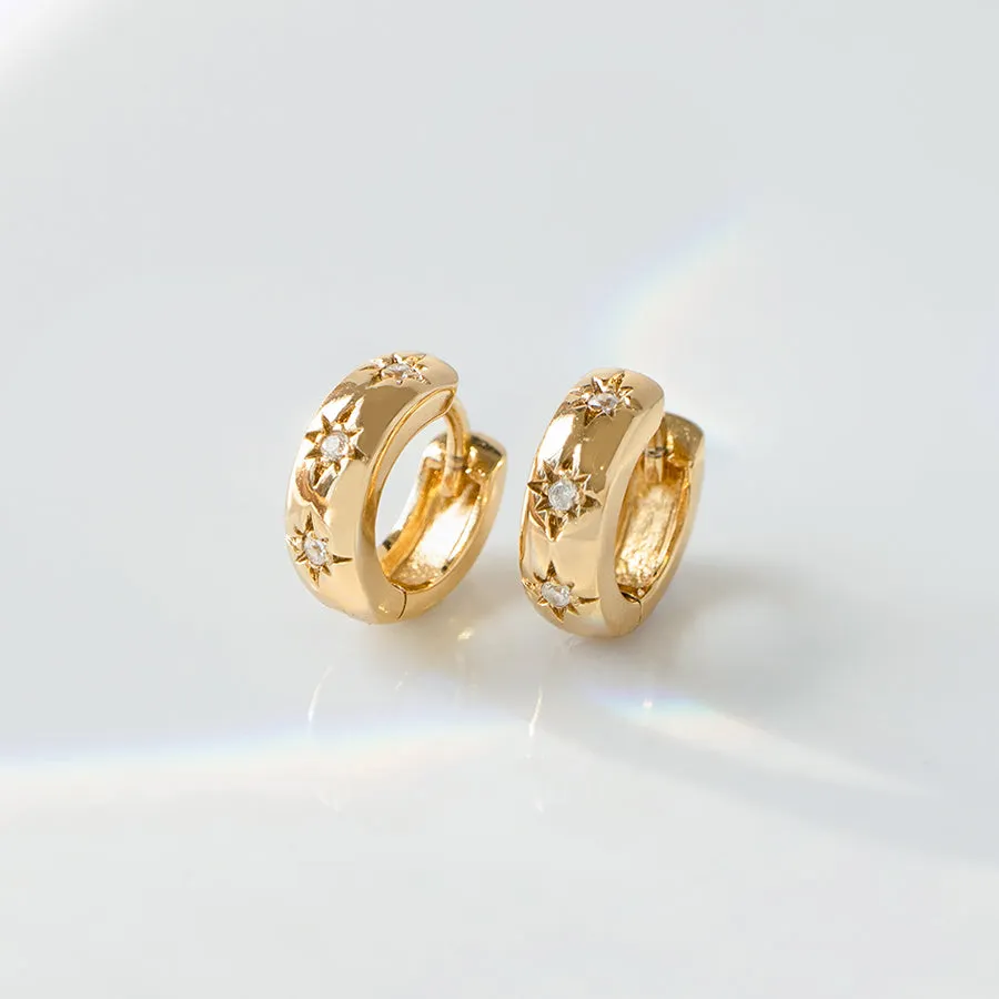 Constellation Gold 7mm Baby Huggie Earrings