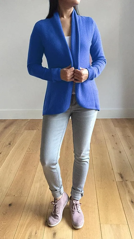 Cornflower blue Cashmere Cardigan - Pointelle