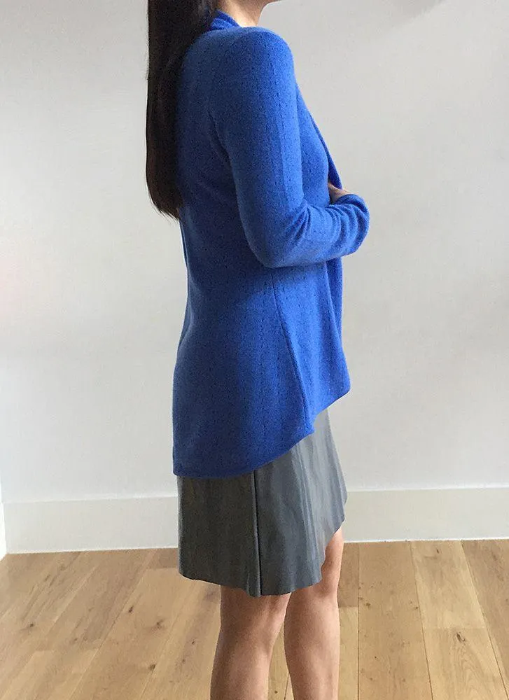 Cornflower blue Cashmere Cardigan - Pointelle