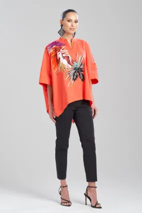 Cotton Poplin Embroidered Mandarin Top