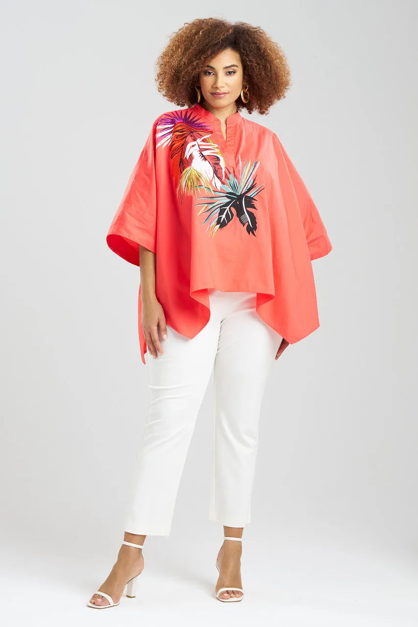 Cotton Poplin Embroidered Mandarin Top