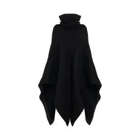 Cowl Woven Poncho in Black