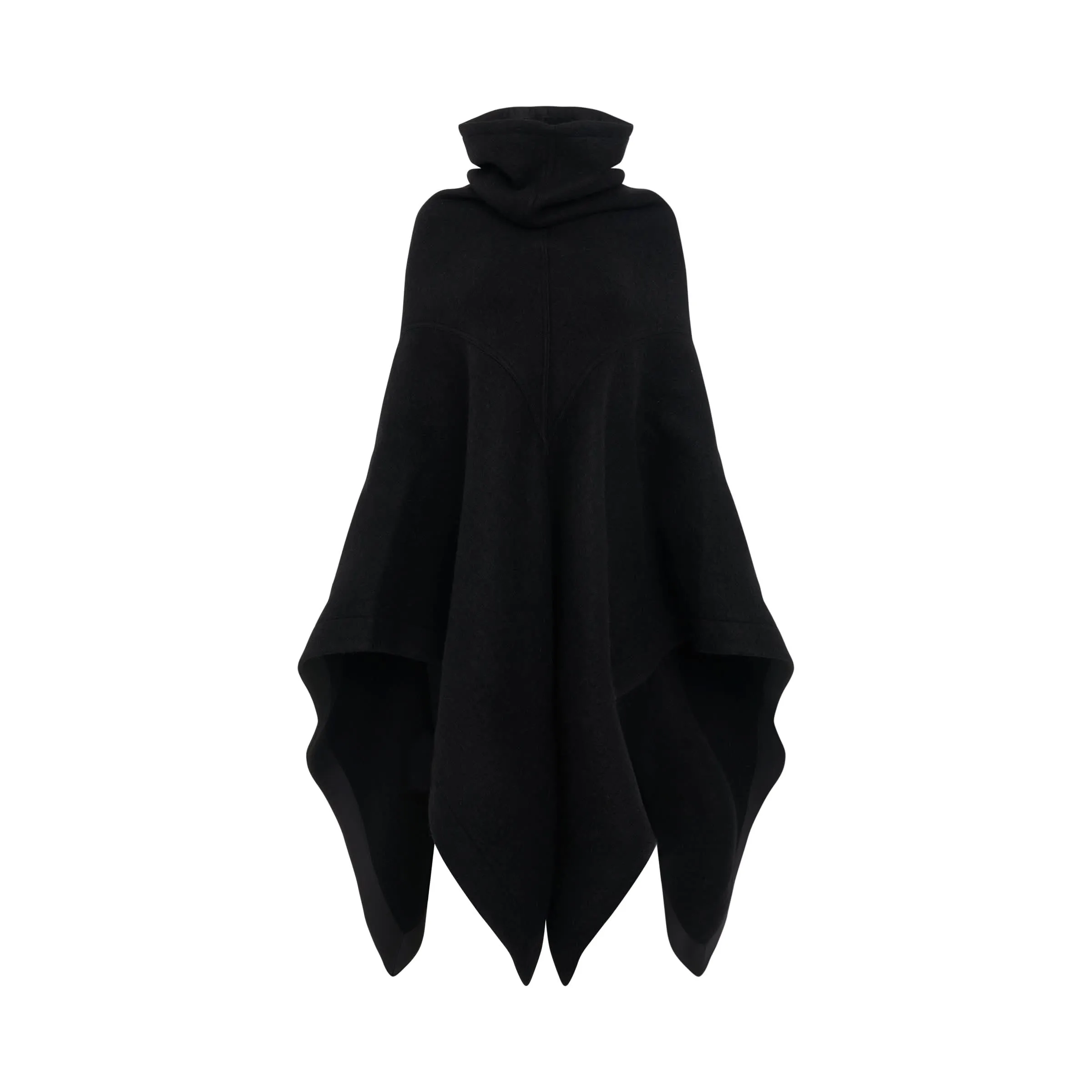 Cowl Woven Poncho in Black