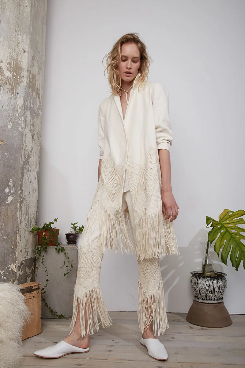 Crochet Fringe Linen Blazer