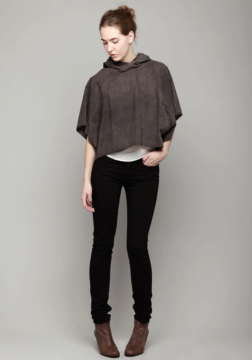 Cropped Suede Poncho