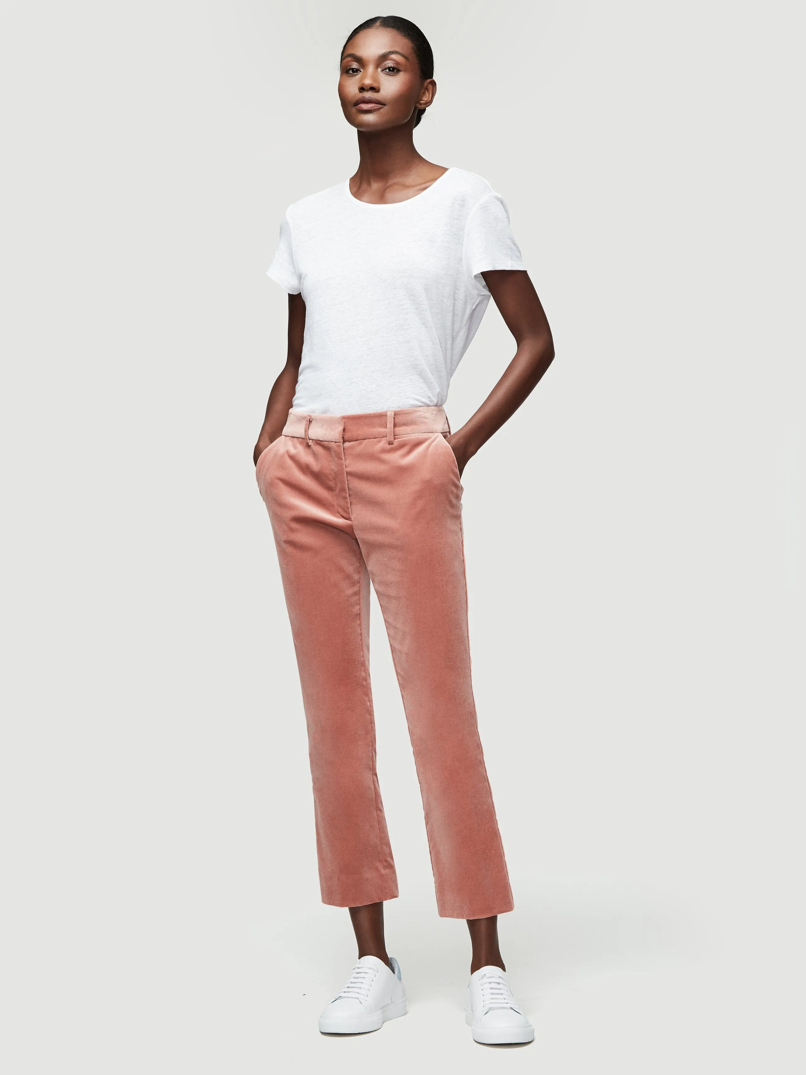 Cropped Velvet Perfect Trouser -- Old Rose