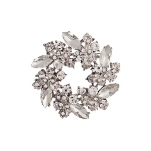 Crystal Jewelled Wreath Brooch