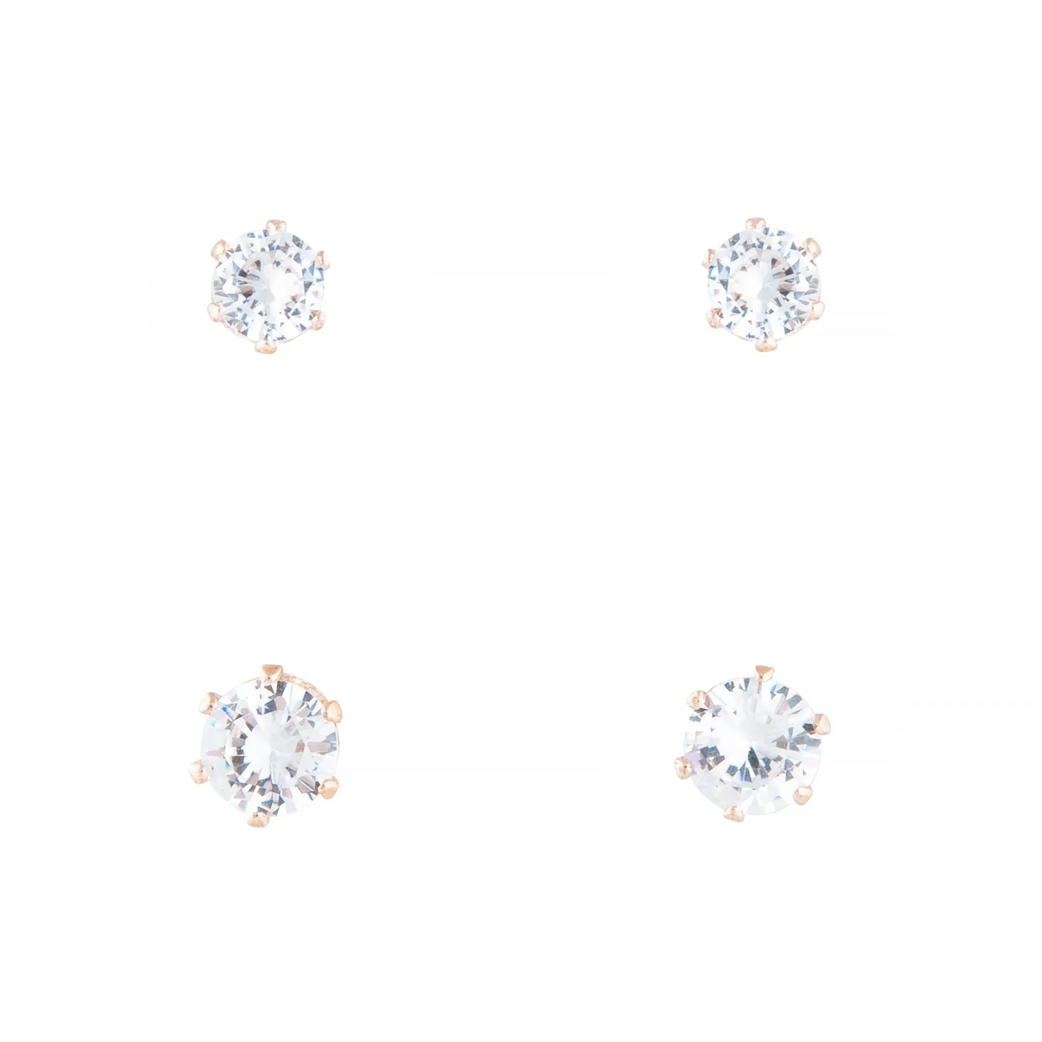 Cubic Zirconia Rose Gold Stud 2 Pack