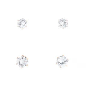 Cubic Zirconia Rose Gold Stud 2 Pack