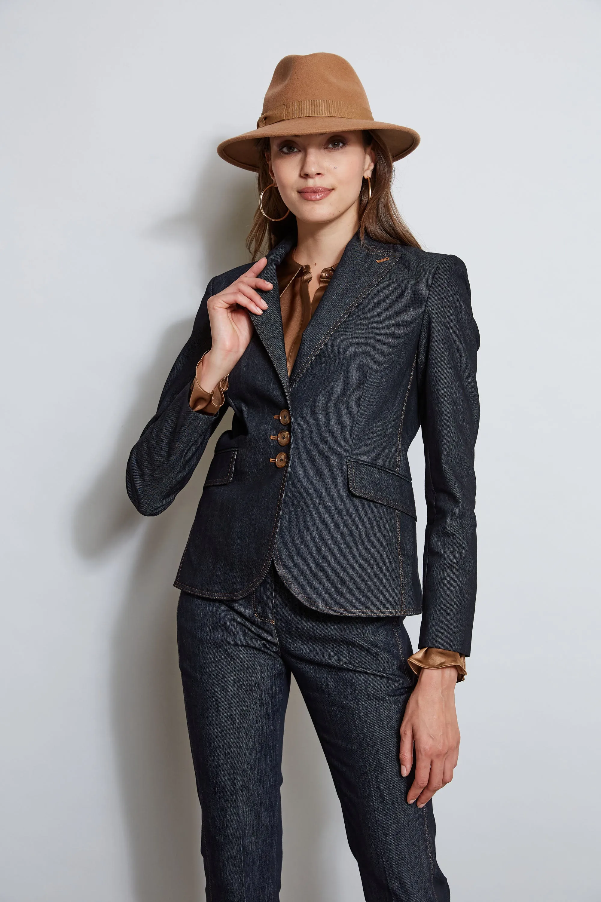 Denim 3 Button Blazer