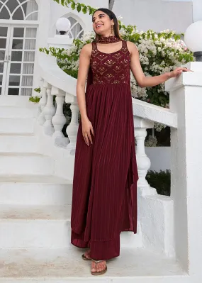 Designer Splendid Maroon Party Style Palazzo Salwar Suit