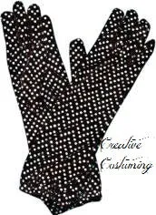 Disco Dot Black Elbow Length Gloves