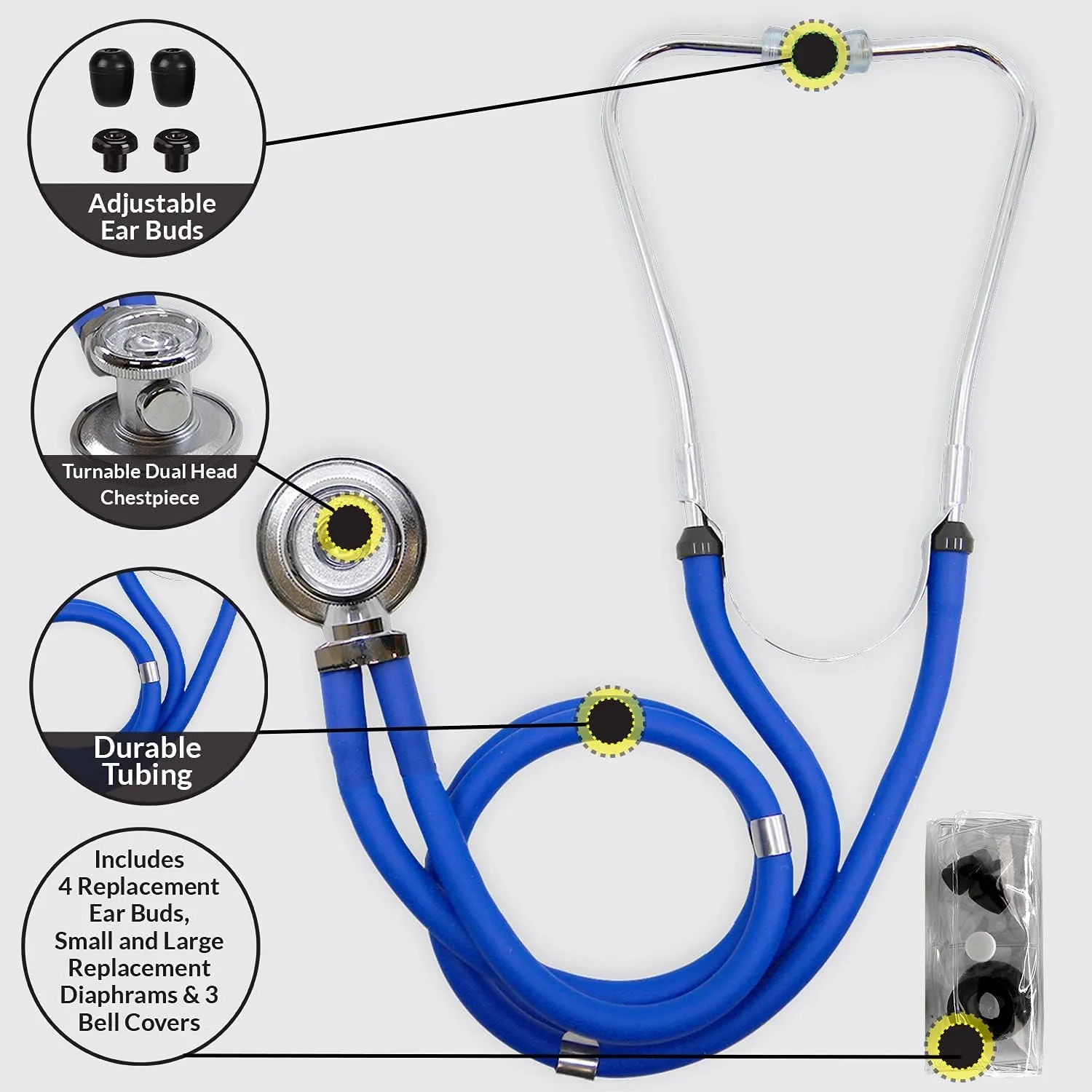 Dixie Ems Sprague Rappaport Dual Head Stethoscope Black Tubing