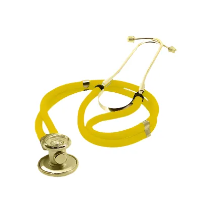 Dixie Ems Sprague-Rappaport Type Two Tube Stethoscope – Yellow with Plated Gold