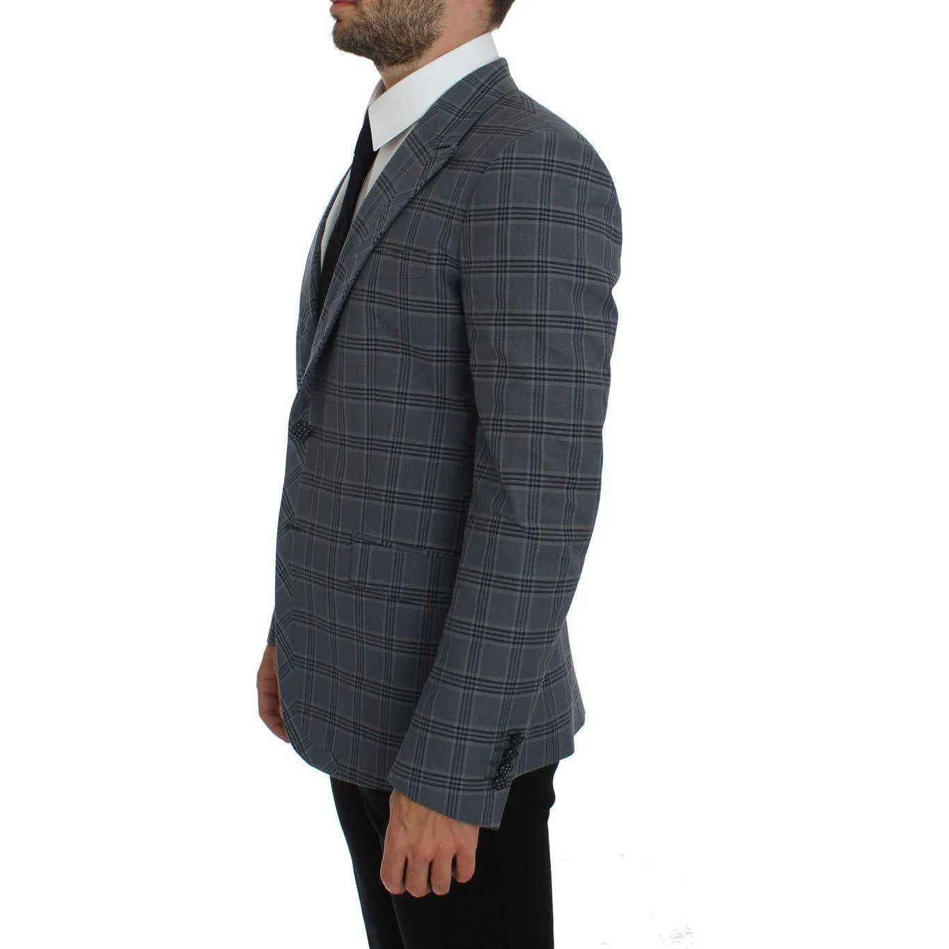 Dolce & Gabbana Elegant Blue Checkered Slim Fit Blazer