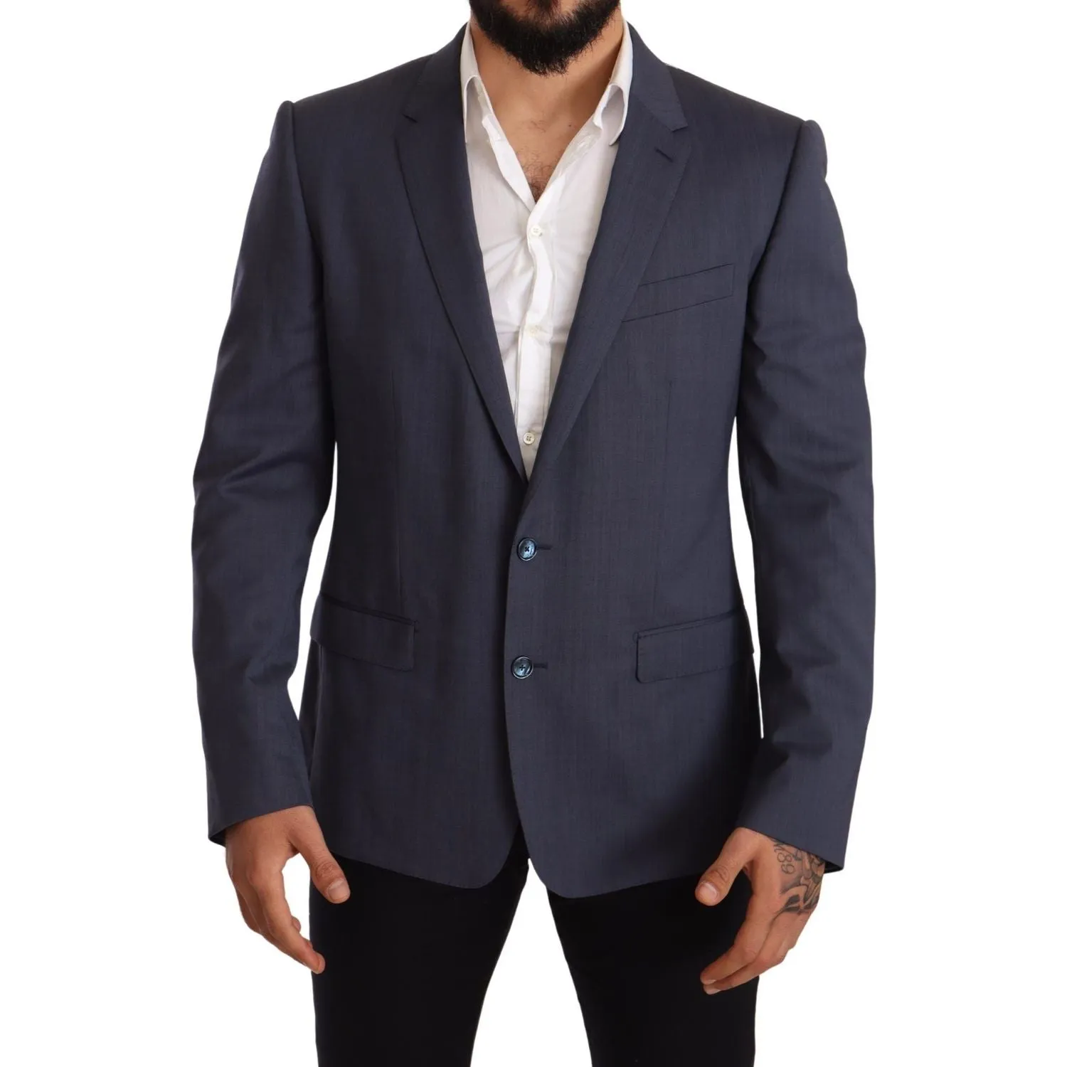 Dolce & Gabbana Elegant Blue Wool Martini Blazer Jacket