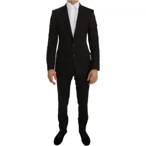 Dolce & Gabbana Elegant Brown Jacquard Martini Suit