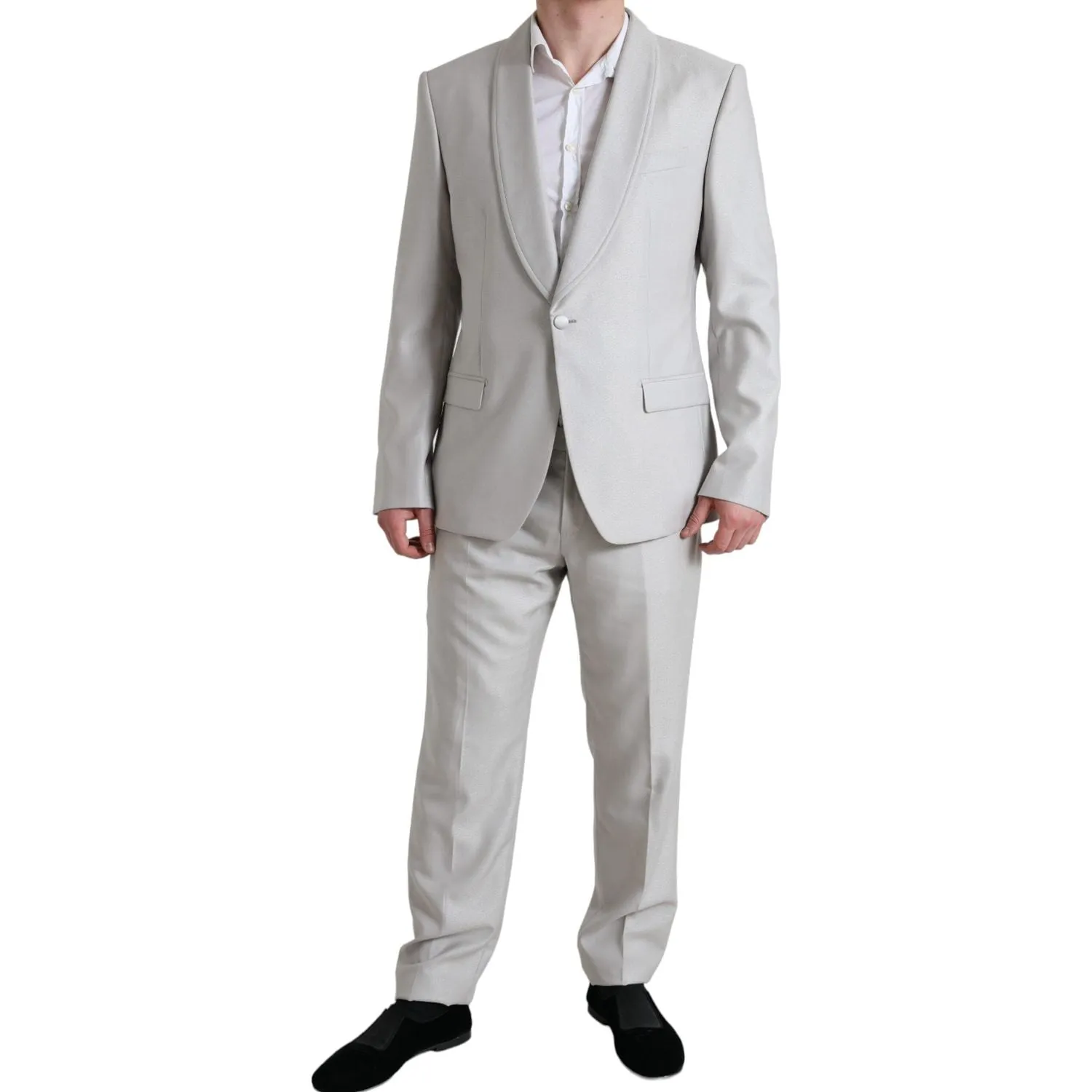 Dolce & Gabbana Elegant Silver Slim Fit Wool-Silk Suit