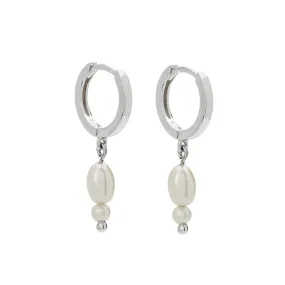 Double Pearl Huggies | Sterling Silver