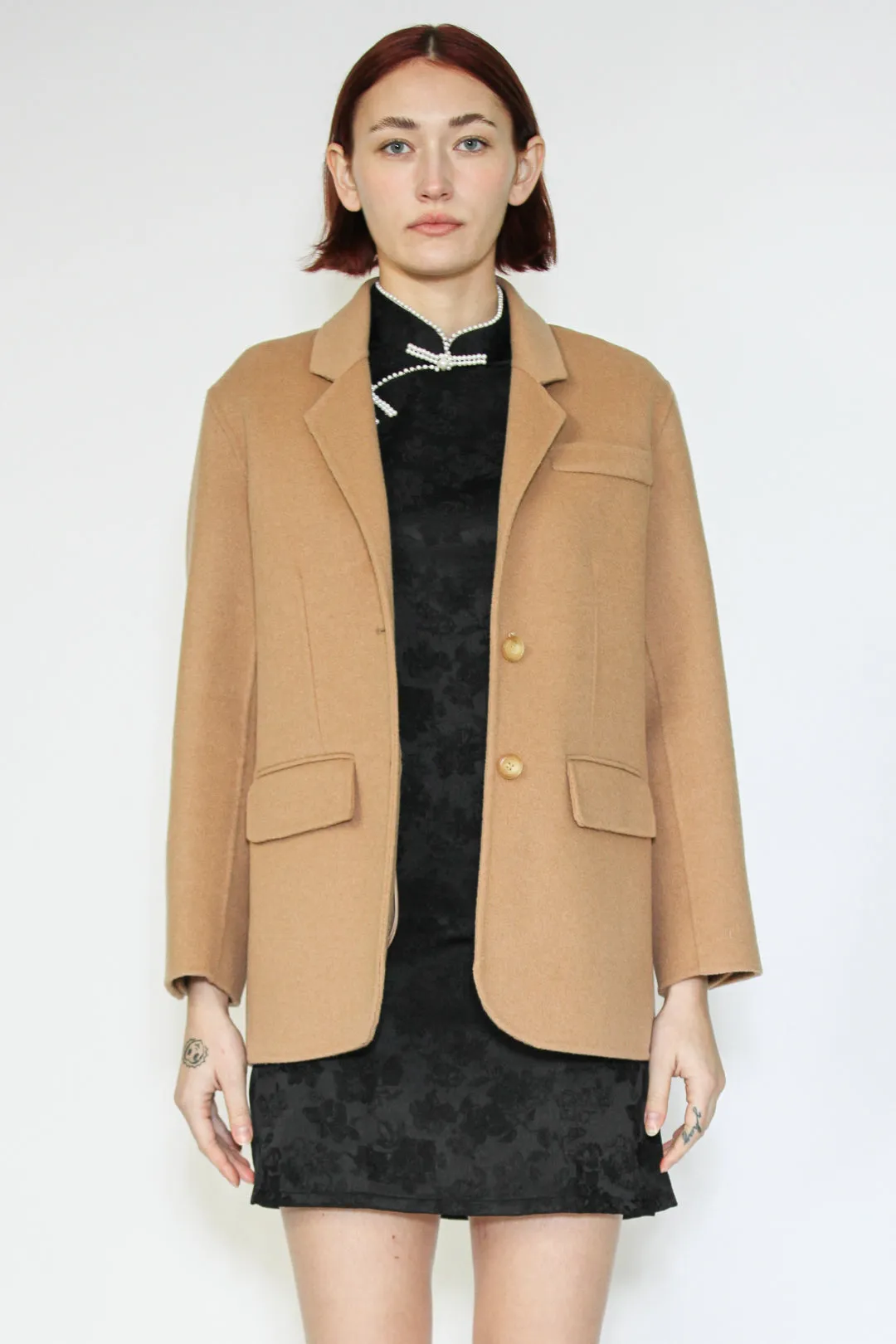 Double-Sided Wool Camel Blazer