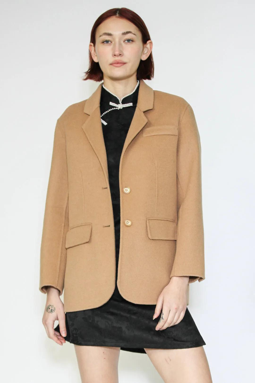 Double-Sided Wool Camel Blazer