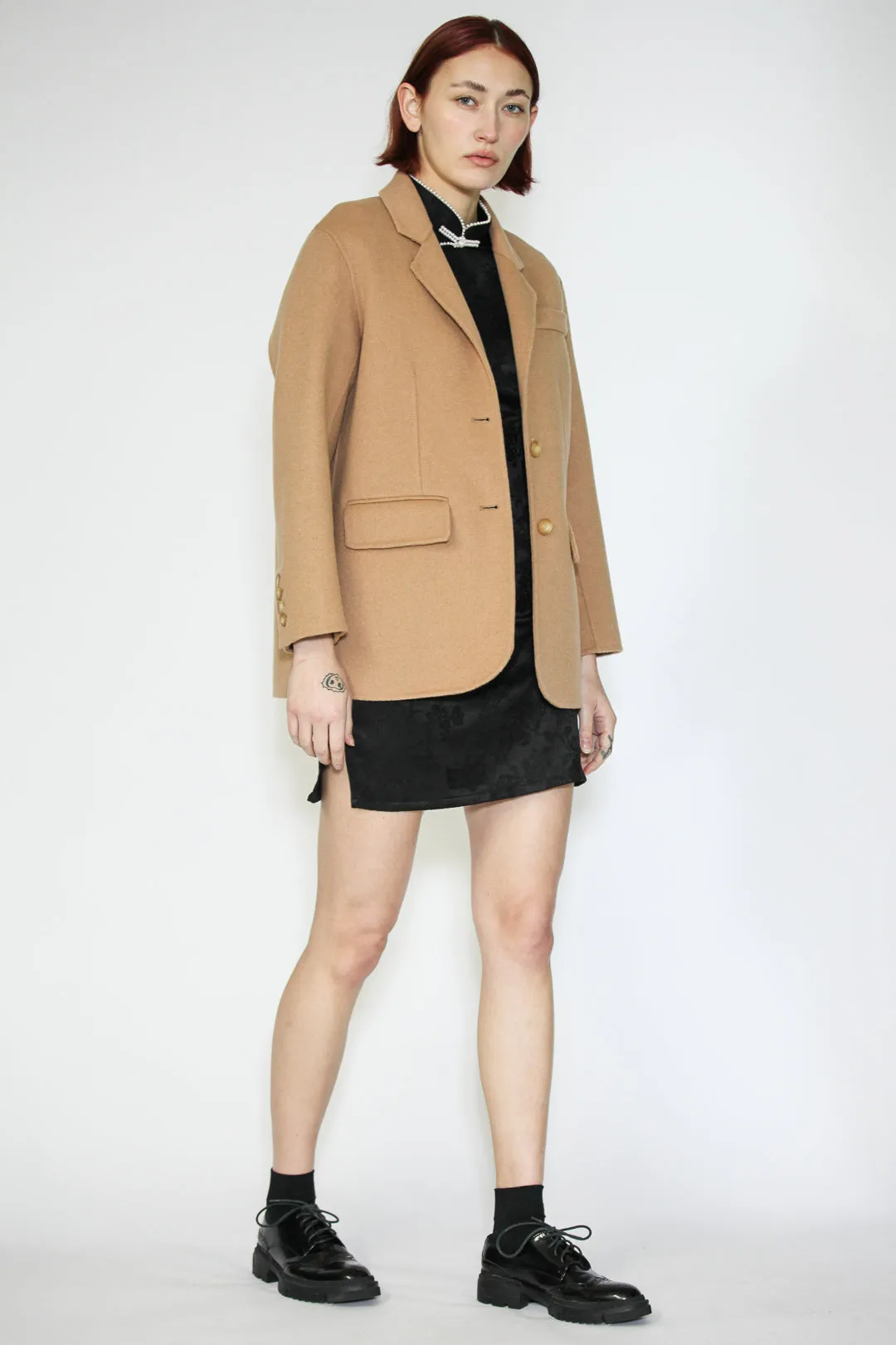 Double-Sided Wool Camel Blazer