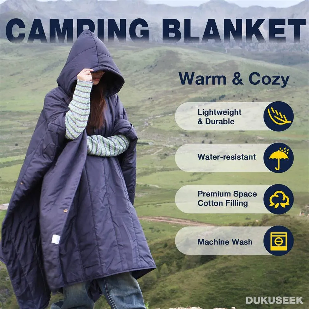 DUKUSEEK Blanket Hoodie Lightweight Wearable Picnic Blanket for Camping, Sports, Stadium