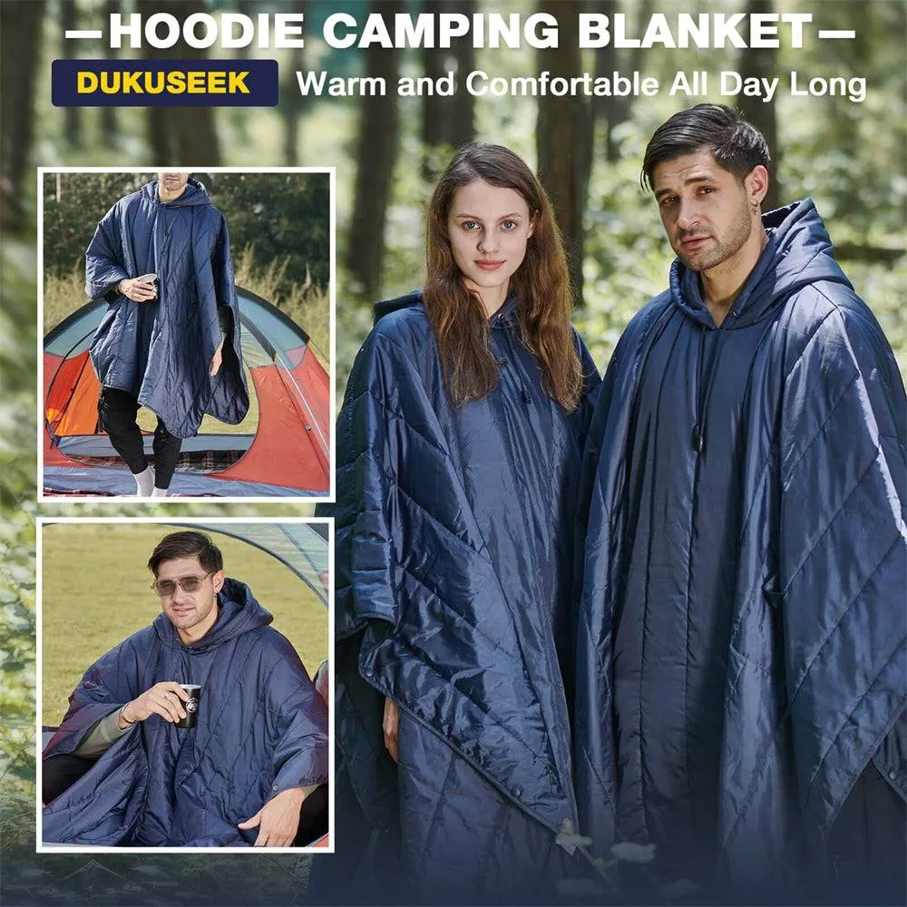 DUKUSEEK Blanket Hoodie Lightweight Wearable Picnic Blanket for Camping, Sports, Stadium