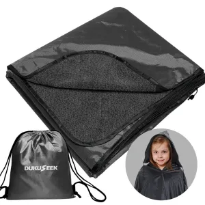 DUKUSEEK Hooded Stadium Blanket for Kids Waterproof Sandproof for Sporting Events, Camping, Picnic