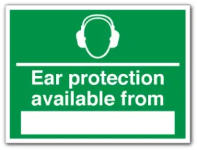 Ear protection available from ___